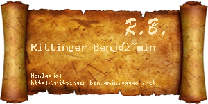 Rittinger Benjámin névjegykártya